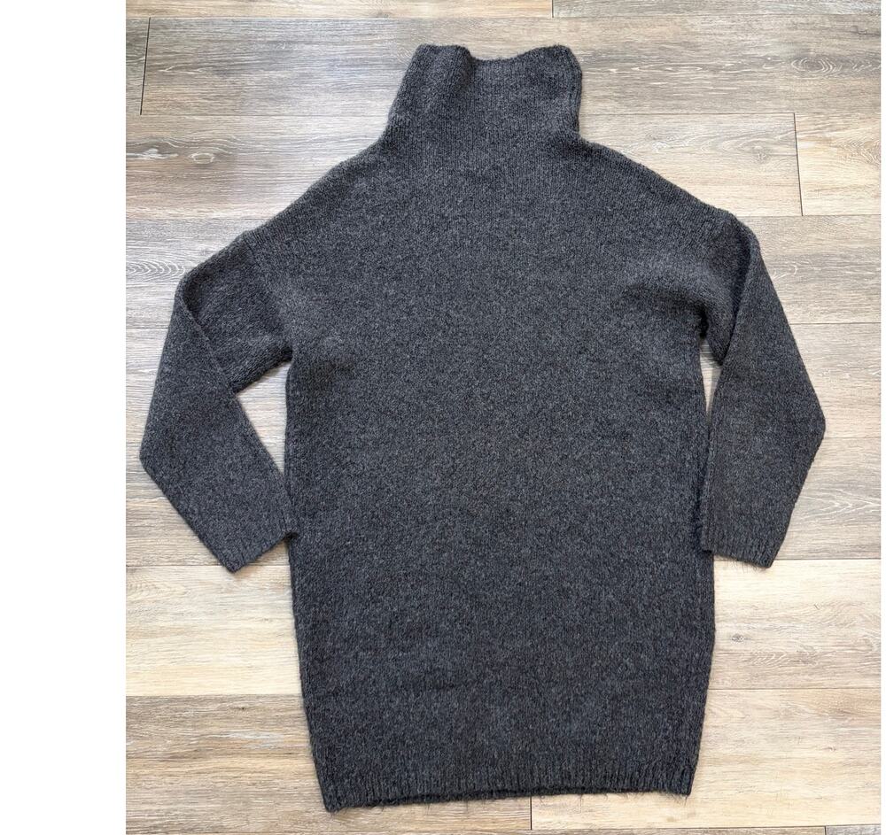Aerie Womens Turtleneck Sweater Dress Charcoal Gray Oversized Cozy Knit Small